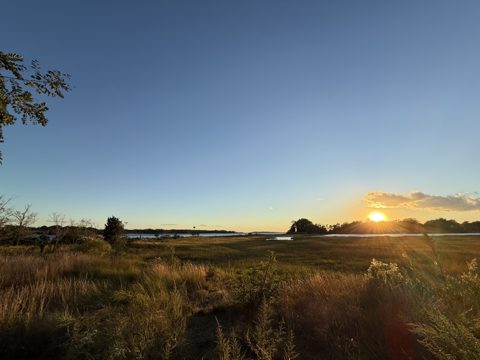 Sunset on Shelter Island, waiting for the South Ferry to Sag Harbor